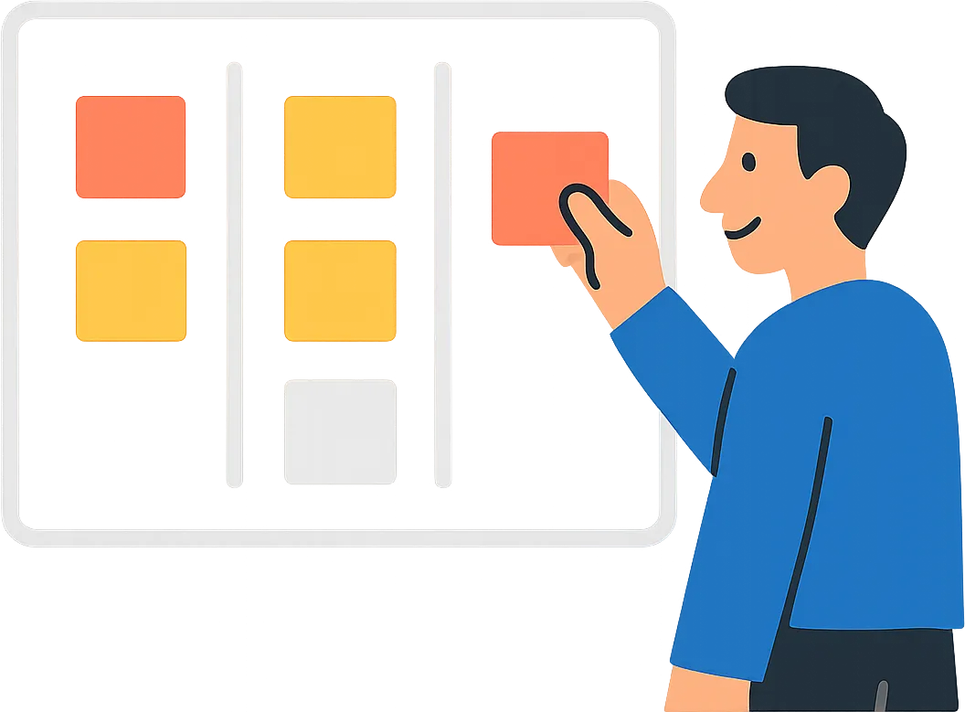 Illustration: kanban board with sticky notes